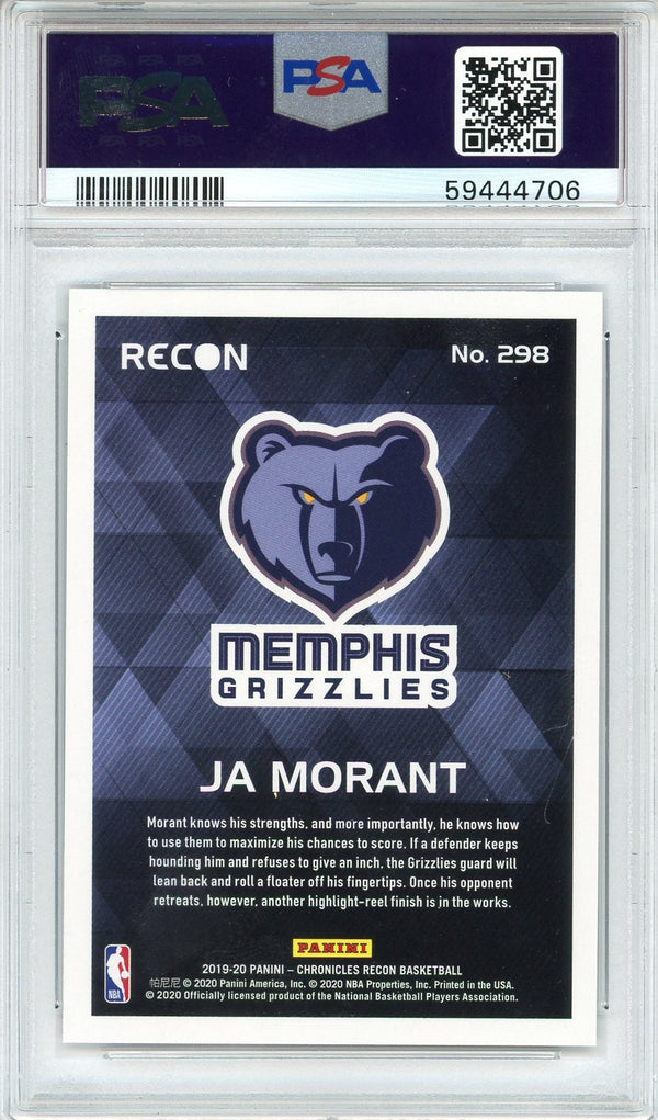 Ja Morant 2019 Panini Chronicles Recon Rookie Card #298 (PSA)