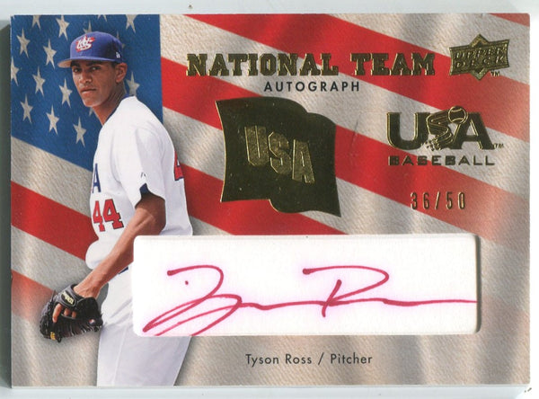 Tyson Ross 2008 Upper Deck Team USA Jersey Autographed Card #36/50