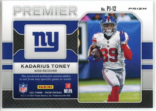 Kadarius Toney 2021 Panini Prizm Green Prizm Premier Patch Card #PJ-12