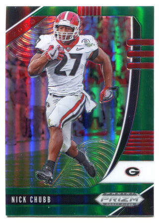 Nick Chubb 2020 Panini Prizm Draft Picks Green Prizm Card