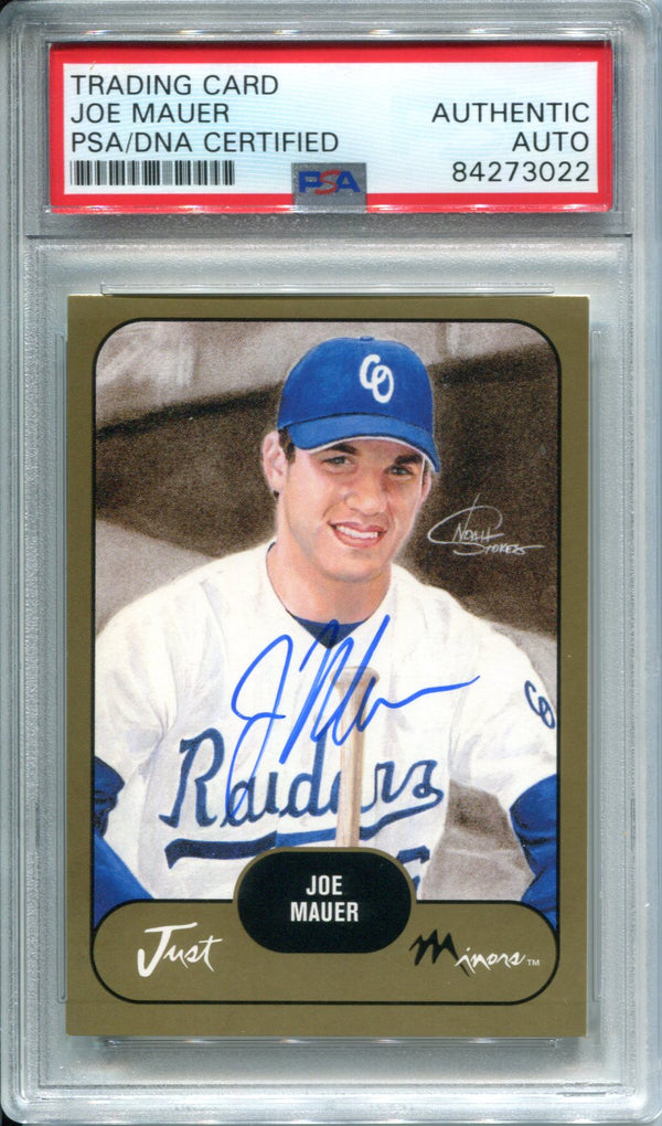 Joe Mauer Autographed 2002 Just Minors Card (PSA)