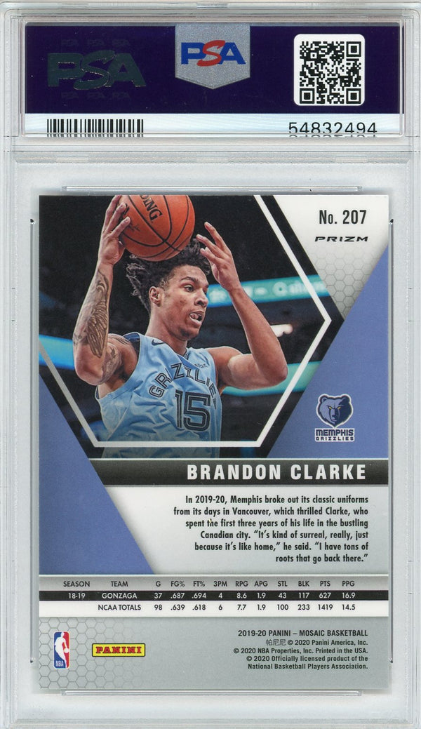 Brandon Clarke 2019 Panini Mosaic Reactive Blue Prizm Card #207 (PSA)