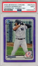 Jasson Dominguez 2020 Bowman Chrome Purple Refractor Card #BCP-243 (PSA)