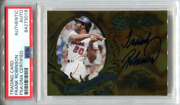 Frank Robinson Autographed 1997 Donruss Signature Series Card (PSA)