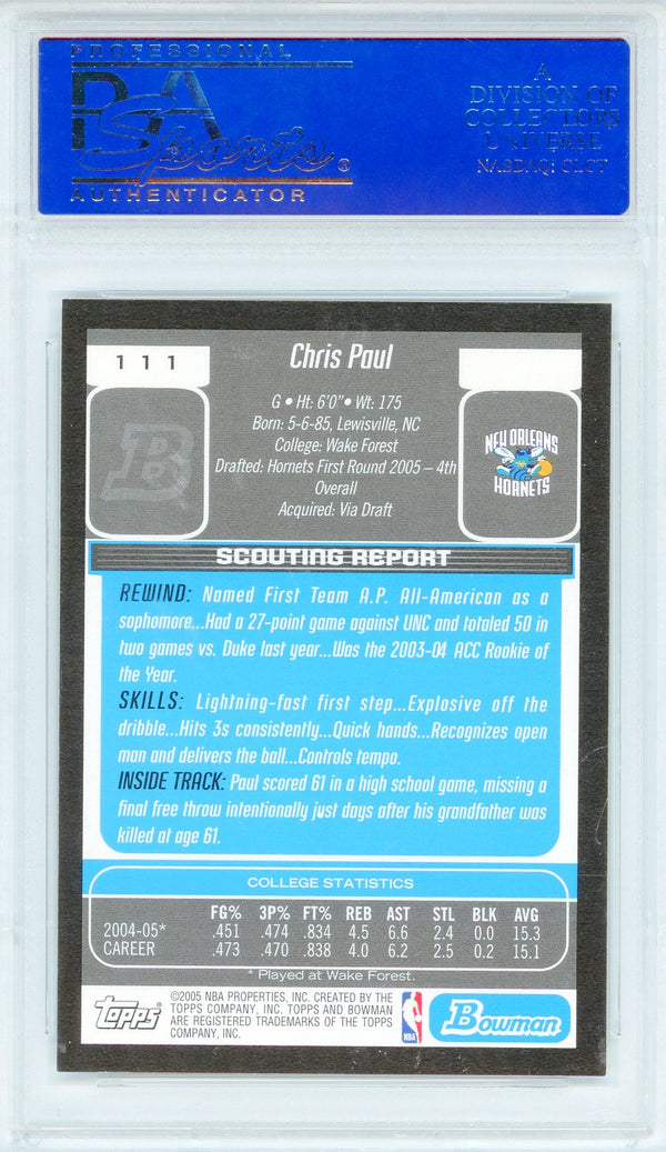 Chris Paul 2005 Bowman Draft Picks & Prospects Card #111 (PSA Mint 9)