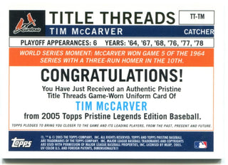 Tim McCarver Title Threads Topps Jersey Card