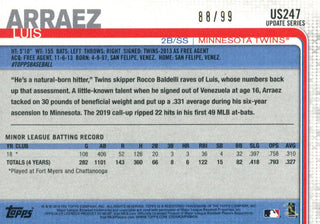 Luis Arraez 2019 Topps Rookie Card #88/99