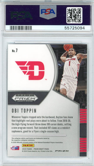 Obi Toppin 2020 Panini Prizm Draft Pick Silver Prizm Rookie Card #7 (PSA)