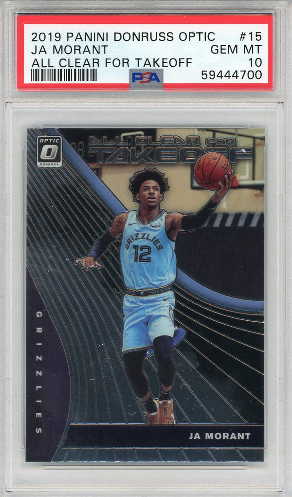 Ja Morant 2019 Panini Prizm Donruss Optic All Clear for Takeoff Rookie Card #15 (PSA)