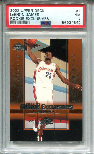 Lebron James 2003 Upper Deck #1 Rookie Exclusives PSA NM 7