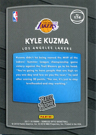 Kyle Kuzma 2017-18 Panini Donruss Optic Red & Yellow Rated Rookie Card