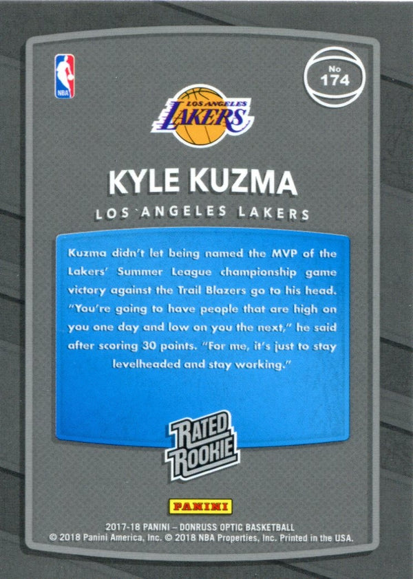 Kyle Kuzma 2017-18 Panini Donruss Optic Rated Rookie Card