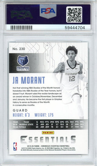 Ja Morant 2019 Panini Chronicles Rookie Card #230 (PSA)