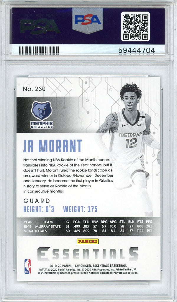 Ja Morant 2019 Panini Chronicles Rookie Card #230 (PSA)