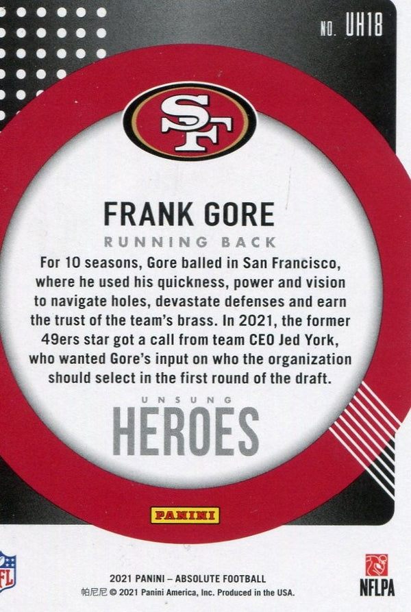 Frank Gore 2021 Panini Absolute Card