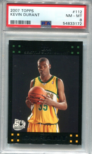 Kevin Durant 2007-08 Topps Black Border #112 PSA NM-MT 8 RC