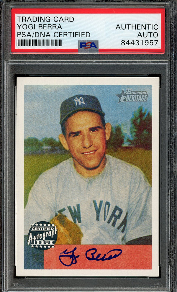 Yogi Berra Autographed 2002 Bowman Heritage Card (PSA)