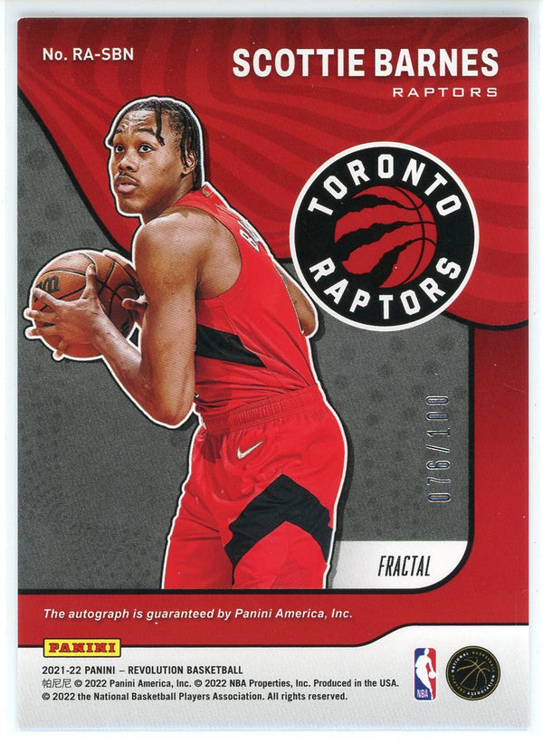 Scottie Barnes Autographed 2021-22 Panini Revolution Fractal Rookie Card #RA-SBN