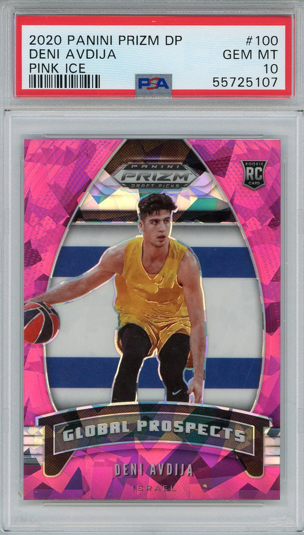 Deni Avdija 2020 Panini Prizm Draft Pick Pink Cracked Ice Rookie Card #100 (PSA)