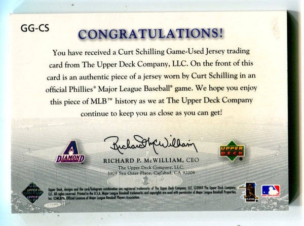 Curt Schilling 2003 Upper Deck Game Face Gear #GGCS Card