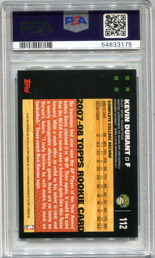 Kevin Durant 2007-08 Topps Black Border #112 PSA NM-MT 8 RC