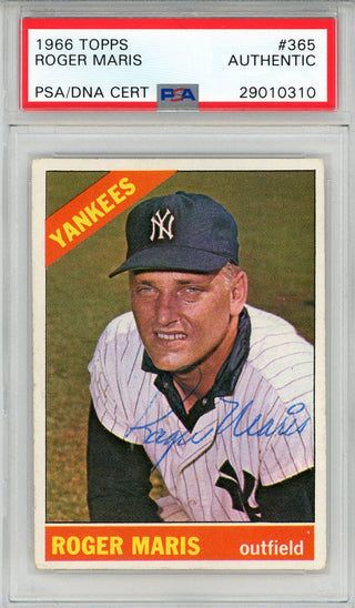 Roger Maris Autographed 1966 Topps Card #365 (PSA)