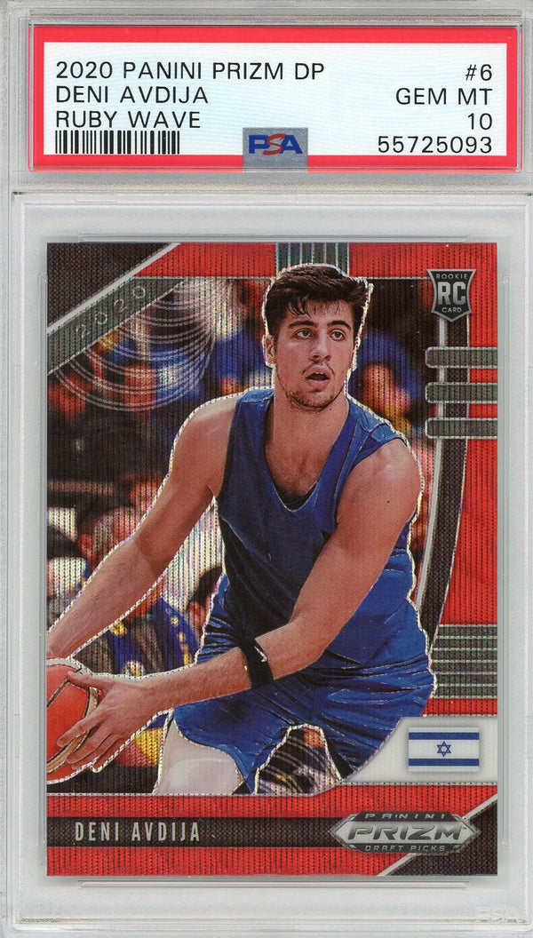 Deni Avdija 2020 Panini Prizm Draft Pick Ruby Wave Rookie Card #6 (PSA)