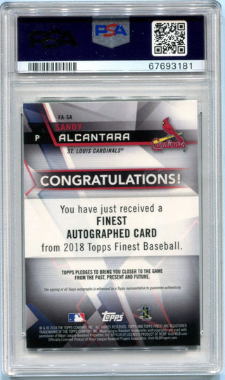 2018 Finest Sandy Alcantara Auto Green Wave Refractor 04/99 PSA 10