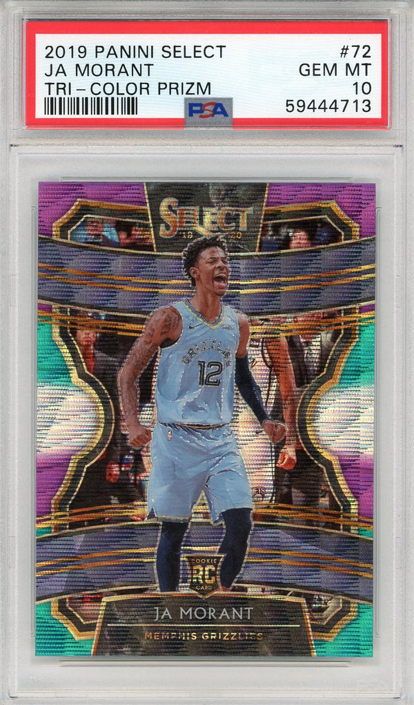 Ja Morant 2019 Panini Select Tri-Color Prizm Rookie Card #72 (PSA)