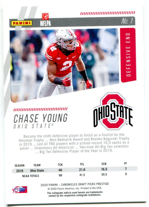 Chase Young 2020 Panini Chronicles Draft Picks Prestige Rookie Card