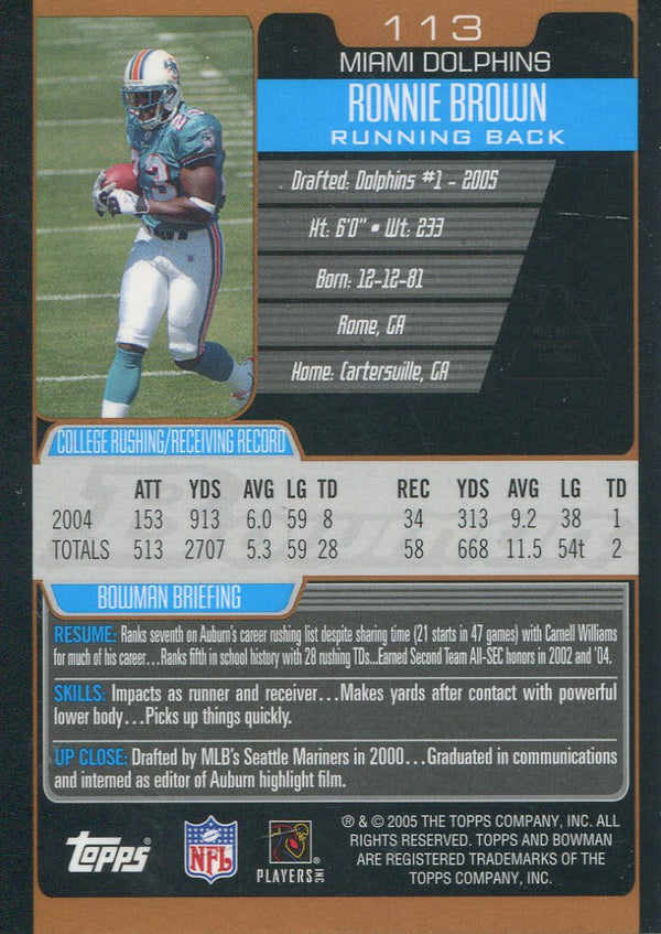 Ronnie Brown 2005 Bowman Rookie Card