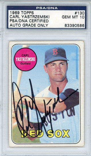 Carl Yastrzemski Autographed 1969 Topps Card #130 (PSA)