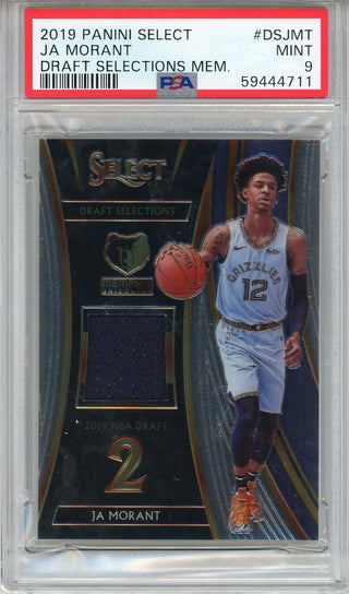 Ja Morant 2019 Panini Select Draft Selections Patch Rookie Card #DSJMT (PSA)