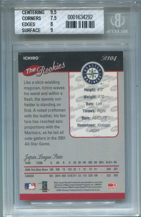 Ichiro Suzuki 2001 Donruss Rookies (Beckett) Graded 8.5