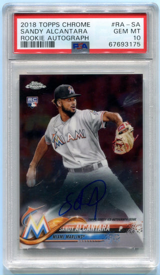 2018 Topps Chrome Sandy Alcantara Rookie Autograph PSA 10