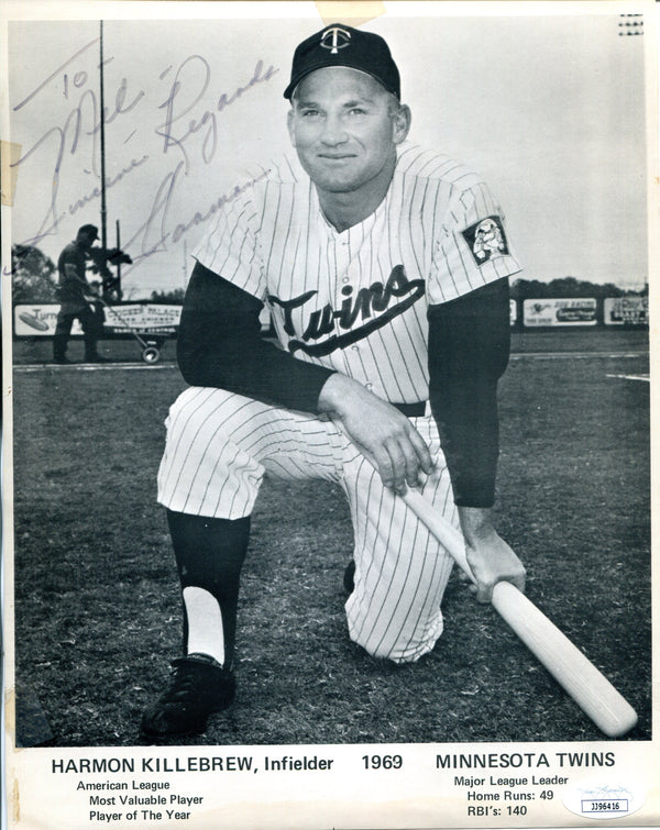 Harmon Killebrew Autographed 8x10 Photo (JSA)