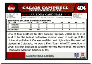 2008 Topps Rookie Card Calais Campbell #404