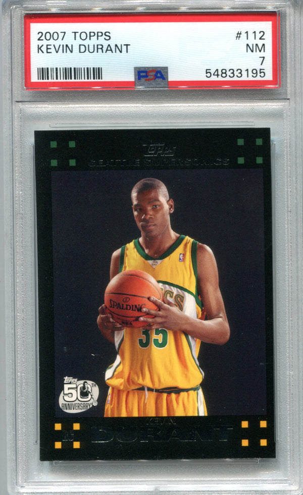 Kevin Durant 2007-08 Topps Black Border #112 PSA NM 7 RC