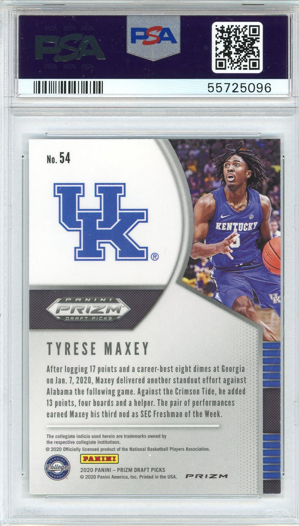 Tyrese Maxey 2020 Panini Prizm Draft Silver Prizm Rookie Card #54 (PSA)