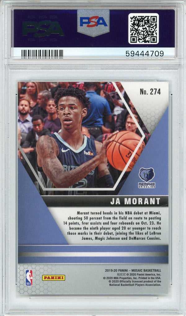 Ja Morant 2019 Panini Mosaic NBA Debut Rookie Card #274 (PSA)