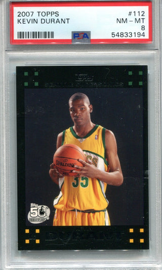 Kevin Durant 2007-08 Topps Black Border #112 PSA NM-MT  8 RC