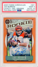 Joe Burrow Autographed 2020 Panini Chronicles Legacy Orange Prizm Rookie Card #201 (PSA )