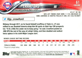 J.P. Crawford 2018 Topps Chrome Rookie Card