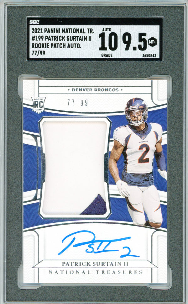 Patrick Surtain II Autographed 2021 Panini National Treasures Rookie Patch Auto Card #199 (SGC)