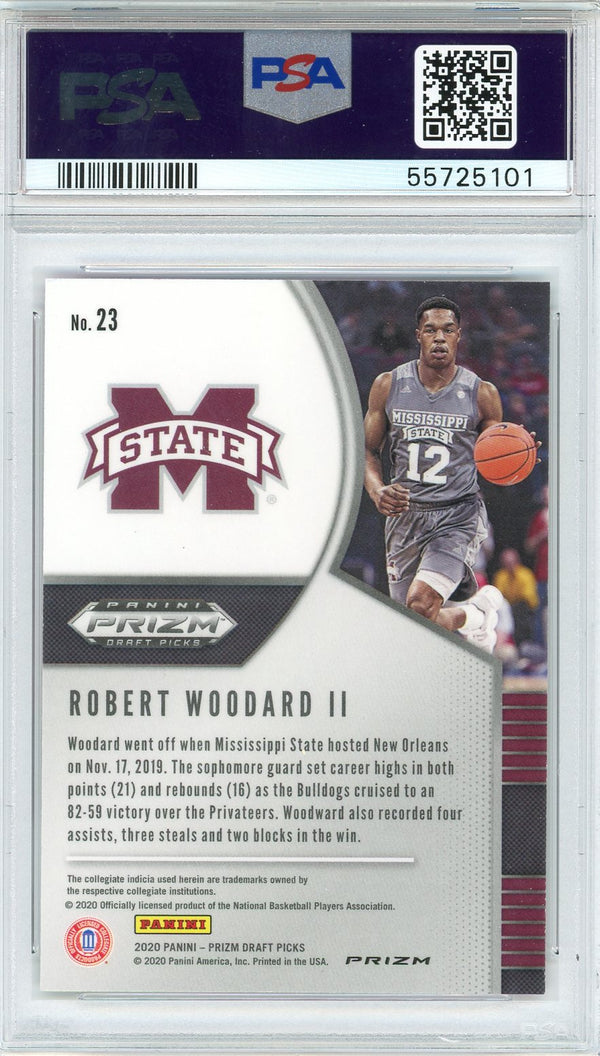 Robert Woodward II 2020 Panini Prizm Draft Pink Cracked Ice Rookie Card #23 (PSA)