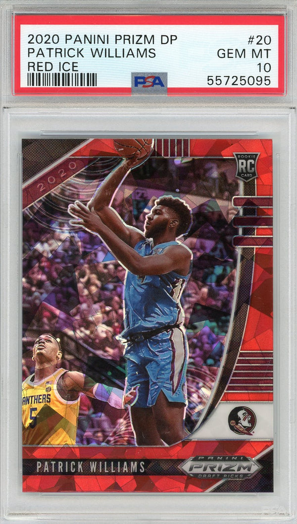 Patrick Williams 2020 Panini Prizm Draft Red Cracked Ice Rookie Card #20 (PSA)