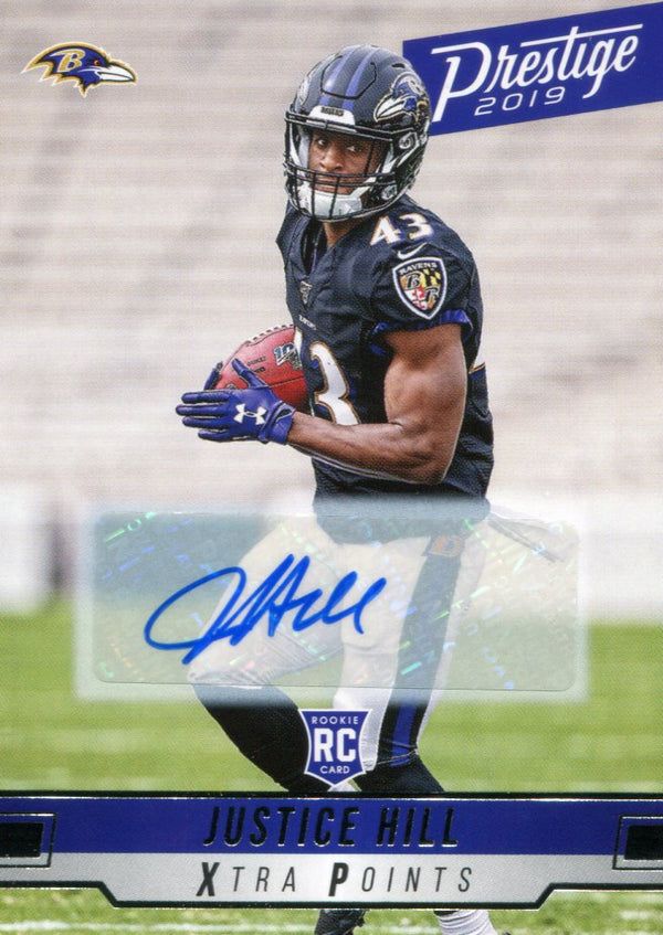 Justice Hill Autographed 2019 Panini Prestige Rookie Card