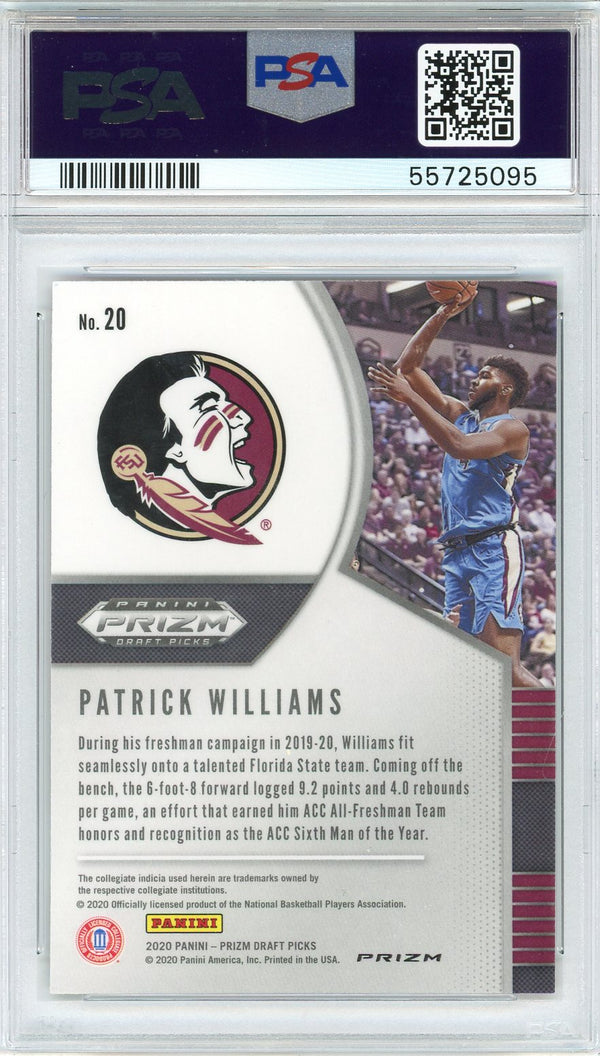 Patrick Williams 2020 Panini Prizm Draft Red Cracked Ice Rookie Card #20 (PSA)