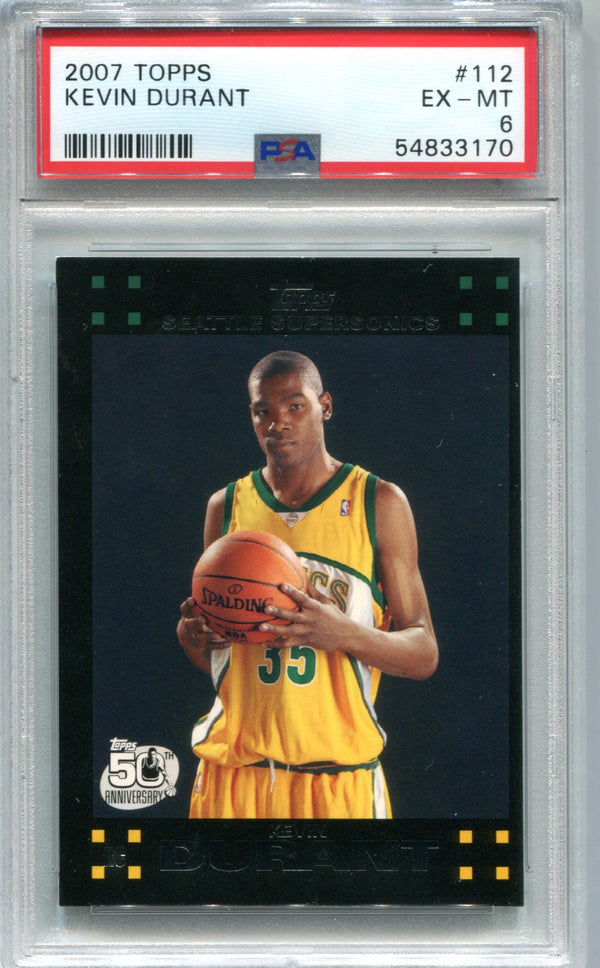 Kevin Durant 2007-08 Topps Black Border #112 PSA EX-MT PSA 6 RC