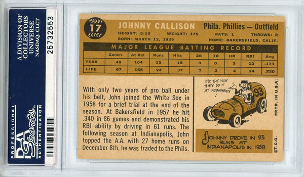 Johnny Callison 1960 Topps Card #17 (PSA NM 7)